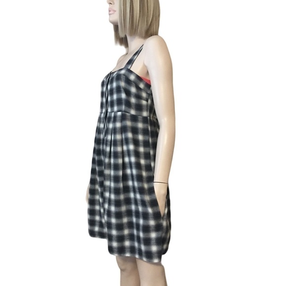 H&M Conscious 100% Organic Cotton Buffalo Plaid Jumper Dress Tunic Pockets - Picture 7 of 16